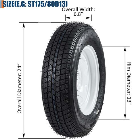 ST205/75D15 Trailer Tire and Wheel Assembly, Heavy-Duty Load Range C 6PR, 5 Lug White Modular Wheel, 15 Inch Tires for Utility/Boat/Camper Trailers, Set of 2 in Saudi Arabia