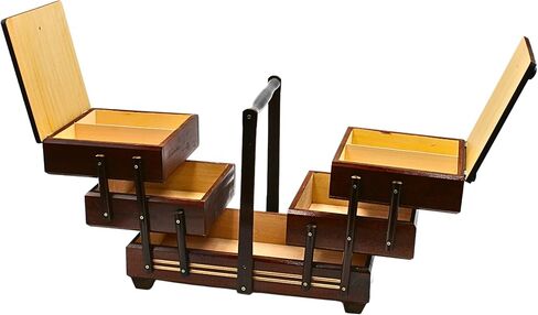 Dekohelden24 Sewing Box Made of Veneer Wood with 7 compartments in Brown, L/W/H 42 x 20 x 21 cm, 42 cm in Saudi Arabia
