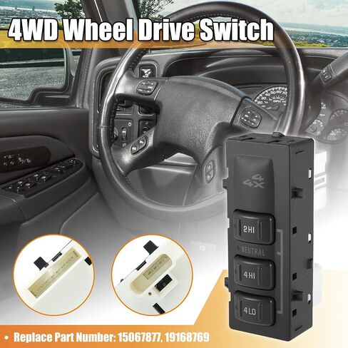 X AUTOHAUX 4 Wheel Drive Switch without AUTO Button for Chevy Silverado Sierra 1500 2500 3500 Pickup Avalanche Suburban Tahoe Yukon 2001-2002 Replaces 19168769 15067877 in Saudi Arabia