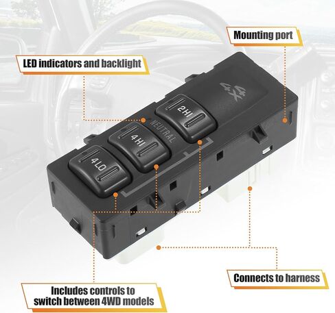 X AUTOHAUX 4 Wheel Drive Switch without AUTO Button for Chevy Silverado Sierra 1500 2500 3500 Pickup Avalanche Suburban Tahoe Yukon 2001-2002 Replaces 19168769 15067877 in Saudi Arabia