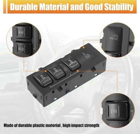 X AUTOHAUX 4 Wheel Drive Switch without AUTO Button for Chevy Silverado Sierra 1500 2500 3500 Pickup Avalanche Suburban Tahoe Yukon 2001-2002 Replaces 19168769 15067877 in Saudi Arabia