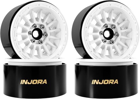 INJORA 2.2" Beadlock Wheels Offset 0mm Brass & Aluminum Rim for 1/10 RC Crawlers, W2259(Black) in Saudi Arabia
