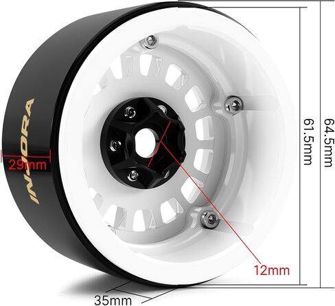 INJORA 2.2" Beadlock Wheels Offset 0mm Brass & Aluminum Rim for 1/10 RC Crawlers, W2259(Black) in Saudi Arabia
