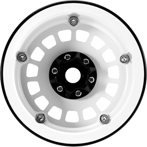 INJORA 2.2" Beadlock Wheels Offset 0mm Brass & Aluminum Rim for 1/10 RC Crawlers, W2259(Black) in Saudi Arabia