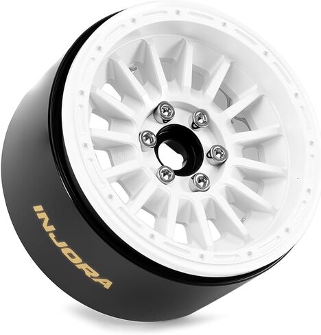 INJORA 2.2" Beadlock Wheels Offset 0mm Brass & Aluminum Rim for 1/10 RC Crawlers, W2259(Black) in Saudi Arabia