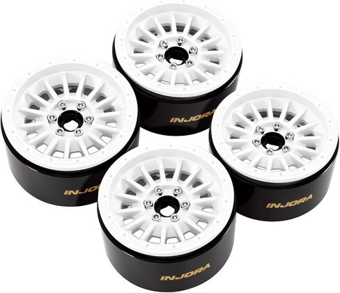 INJORA 2.2" Beadlock Wheels Offset 0mm Brass & Aluminum Rim for 1/10 RC Crawlers, W2259(Black) in Saudi Arabia