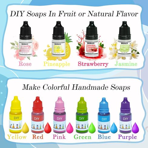BRIPATI Soap Making Kit for Adults - DIY Soaps Crafts Supplies Set Include Soap Bases, Silicone Molds, Fragrances, Liquid Pigments, Glitters, Birthday & Holiday Gift in Saudi Arabia