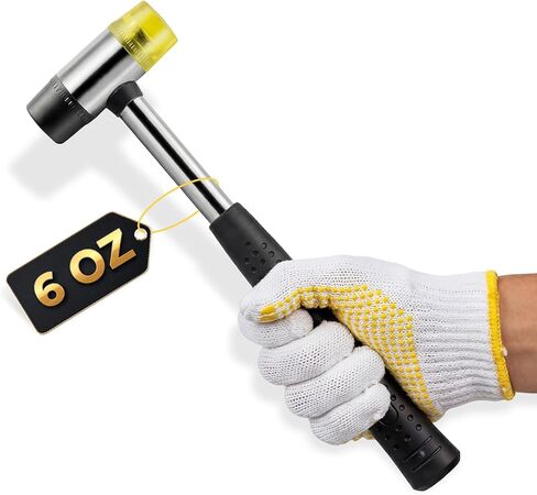 مطرقة مطرقة مطاطية مزدوجة الوجه مقاس 25 مم - رأس مطاطي ناعم غير قابل للتشوه، خفيف الوزن ومقاوم للصدمات مع مقبض غير قابل للانزلاق، أداة متينة خالية من الخدش للمجوهرات والجلود والأرضيات والبلاط والأعمال اليدوية in Kuwait