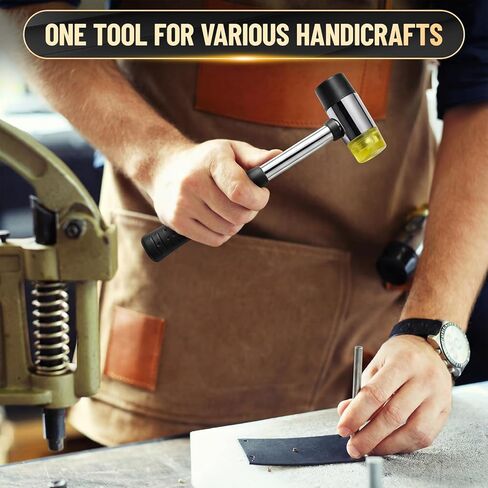 مطرقة مطرقة مطاطية مزدوجة الوجه مقاس 25 مم - رأس مطاطي ناعم غير قابل للتشوه، خفيف الوزن ومقاوم للصدمات مع مقبض غير قابل للانزلاق، أداة متينة خالية من الخدش للمجوهرات والجلود والأرضيات والبلاط والأعمال اليدوية in Kuwait