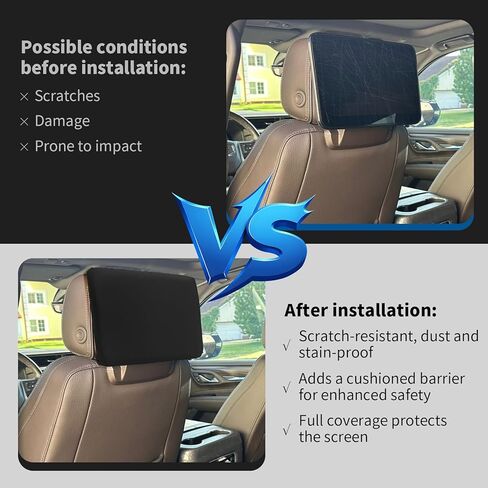 2-Pack Rear Entertainment Screen Protector Cover for 2021-2025 Chevy Tahoe/Suburban & GMC Yukon – Shock-Absorbing Neoprene with Elastic Strap, Easy Install, Black in Saudi Arabia