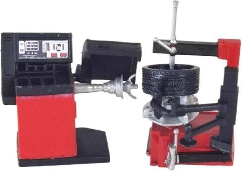 HQABNGI 1/64 Scale Diorama Car Garage Scene Model Accessories Prop Car Repair Tire Picker Balance Machine Model Building Kits (Tire Changer) in Saudi Arabia