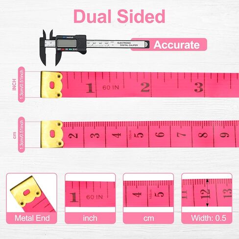 Tape Measure Soft Measuring Tape 60-Inch Double Scale Ruler Fabric Sewing Tailor Cloth Measurement Craft Supplies,5 Pack, 5 Color in Saudi Arabia