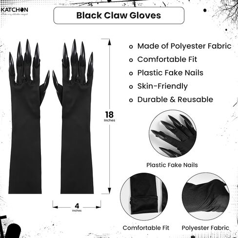 KatchOn, Halloween Witch Costume Set | Witch Hat, Claw Gloves & Broomstick| Witch Accessories for Women|Halloween Decorations in Saudi Arabia
