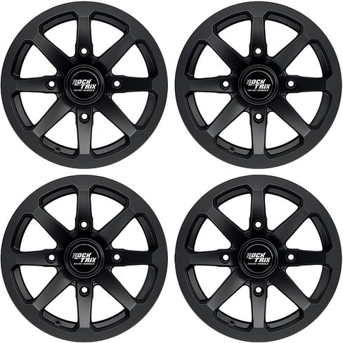 RockTrix RT102 15in Wheels 15x7 4x137, 4+3 Offset, ATV UTV SxS Rims, Compatible with Can Am Commander Max Defender Max Pro Maverick X3 Maverick Trail, 4/137 Matte Black, Set of 4 in Saudi Arabia
