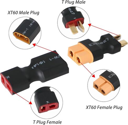 موصل XT60 إلى قابس موصل XT90 - 6 قطع XT60 إلى XT90 محول أنثى ذكر بدون أسلاك لسيارة RC Lipo NiMH موصلات البطارية طائرة شاحنة قارب كوادكوبتر (6 قطع XT60 إلى XT90 Plug) in Kuwait