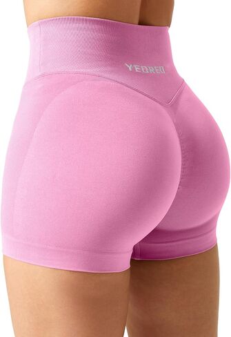 YEOREO Workout Gym Shorts for Women Scrunch Butt Lift V Cross Waist 3" Short Pants Dark Blue L in Saudi Arabia