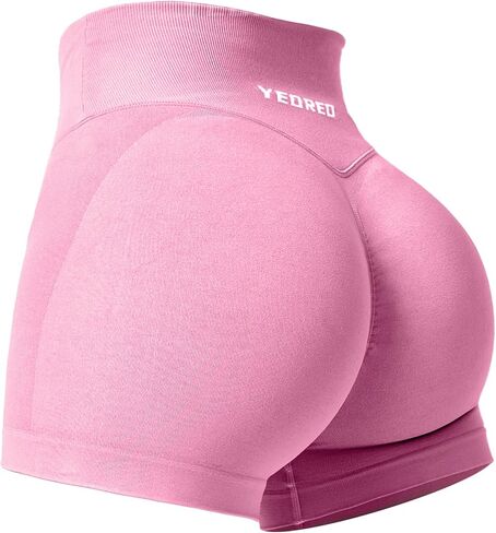 YEOREO Workout Gym Shorts for Women Scrunch Butt Lift V Cross Waist 3" Short Pants Dark Blue L in Saudi Arabia
