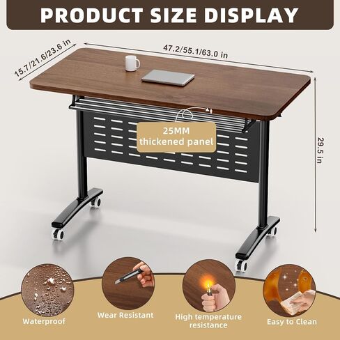 Folding Conference Room Table, Mobile Training with Wheels, Flip Top Rolling Seminar Meeting Table for Office,Meeting Room,classr in Saudi Arabia
