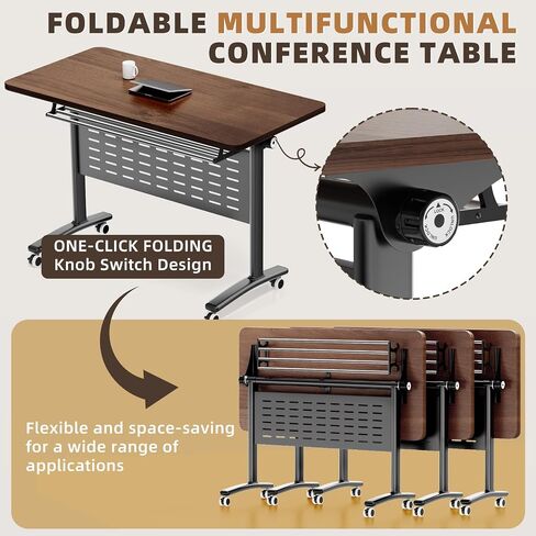 Folding Conference Room Table, Mobile Training with Wheels, Flip Top Rolling Seminar Meeting Table for Office,Meeting Room,classr in Saudi Arabia
