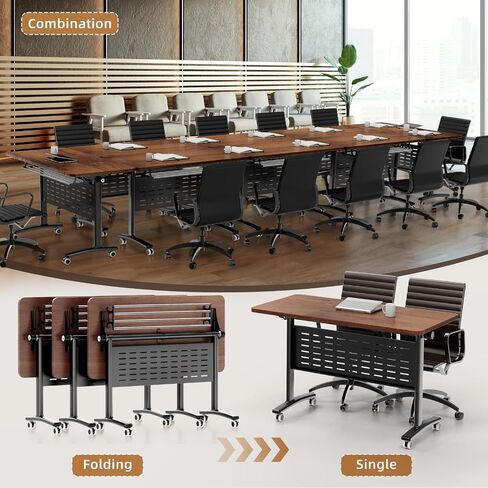 Folding Conference Room Table, Mobile Training with Wheels, Flip Top Rolling Seminar Meeting Table for Office,Meeting Room,classr in Saudi Arabia