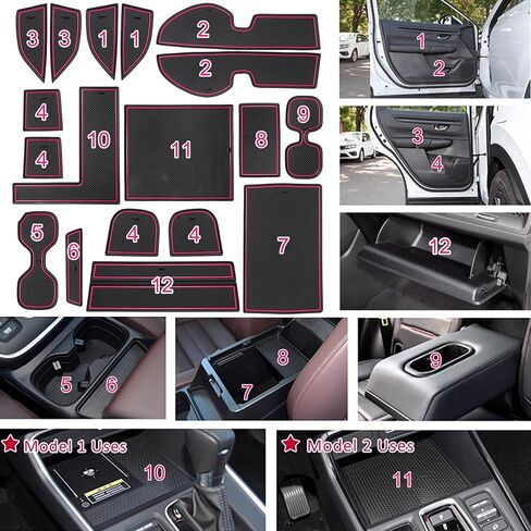 Cup Holder Insert Liners for Honda CRV Accessories 2023 2024 2025 2026 Center Console Door Pocket Slot Mats Non-Slip Anti Dust Pad Premium Custom Interior for Honda CR-V 18Pcs (Orange Trim) in Saudi Arabia