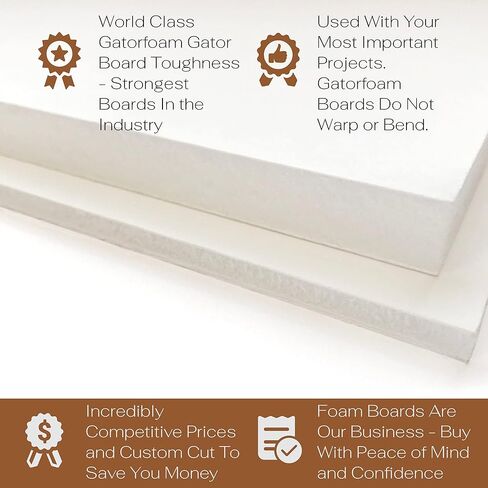 White Gator Board - 3/16" Thickness - Multiple Sizes - 10 Pieces - 10 pc Multi Pack - Rigid Foam Backing Board (8 x 10) in Kuwait