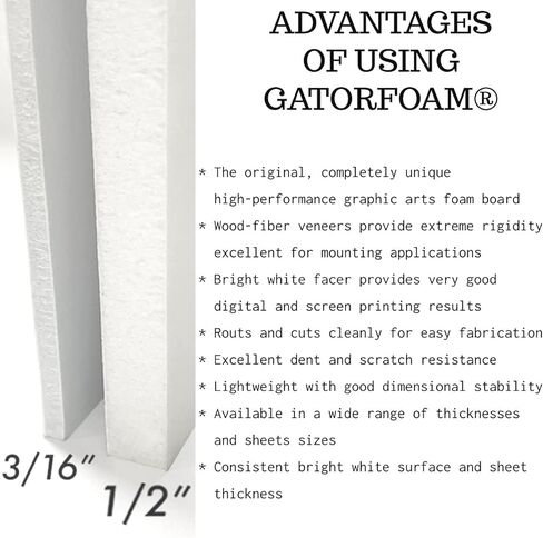 White Gator Board - 3/16" Thickness - Multiple Sizes - 10 Pieces - 10 pc Multi Pack - Rigid Foam Backing Board (8 x 10) in Kuwait