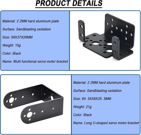 HaoDuoQian Servo Mount Bracket,5 Sets Pan Short Tilt Servo Bracket for MG995 MG996R S3003 U-Shaped L-Shaped Bracket for Robot Car Boat Without Screws in Saudi Arabia