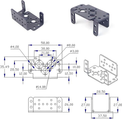 HaoDuoQian Servo Mount Bracket,5 Sets Pan Short Tilt Servo Bracket for MG995 MG996R S3003 U-Shaped L-Shaped Bracket for Robot Car Boat Without Screws in Saudi Arabia
