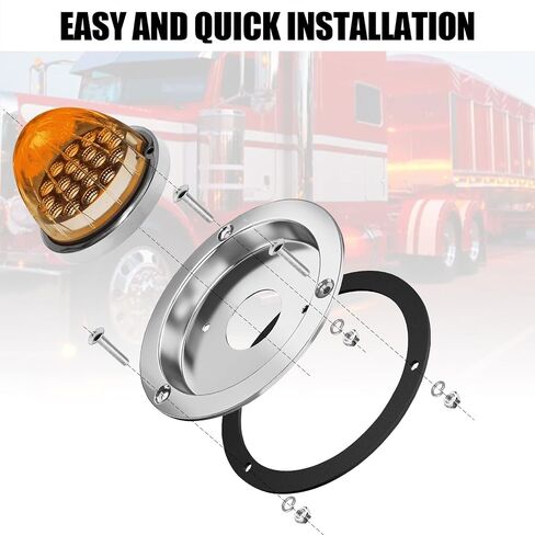 4PCS Watermelon Light Bunk Bracket Adapters Fit for 4 1/4'' Hole Round Marker Lights 304 Stainless Steel Bezel Covers with Mounting Brackets, Lights Not Included in Saudi Arabia