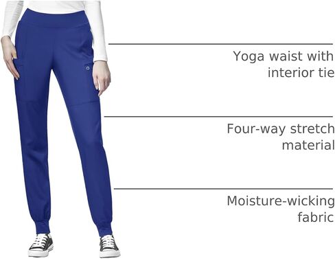 WonderWink W123 Women’s Comfort Waist Cargo Jogger Pant — Galaxy Blue, L Petite in Saudi Arabia