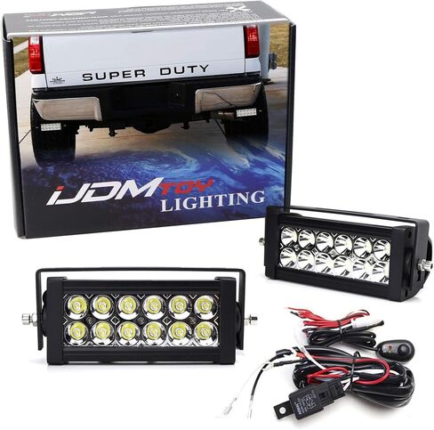 iJDMTOY Rear Bumper Mount Searchlight Reverse LED Light Bar Kit Compatible with 2011-2016 Ford F250 F350 F450, (2) 36W High Power LED Lightbars, Bumper Frame Mounting Brackets & On-Off Switch Wiring in Saudi Arabia