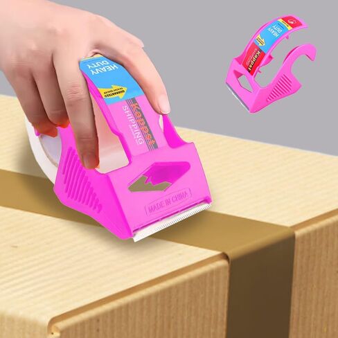 Strong & Durable Packing Tape Dispenser Shipping Refill for Packaging Mailing Moving Supplies Boxes Warehouses or General Packing, Pink in Saudi Arabia
