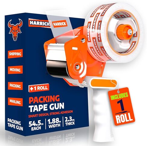 Clear Packing Tape 1.88 inch - Metal Package Tape for Home & Office - Strong & Durable Shipping Packaging Tape - Clear Packaging Tape Dispenser Heavy Duty - 2 Roll / 1 Tape Gun / 109 Yards in Saudi Arabia