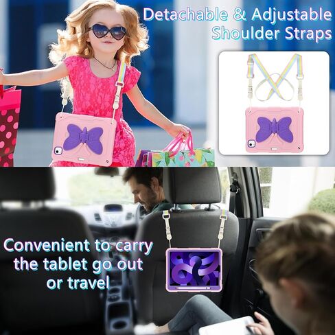 حافظة WESADN لجهاز iPad Air الجيل الخامس لجهاز iPad Pro 11 بوصة حافظة 4th/3rd/2nd/1st مع واقي شاشة/مسند فراشة/حزام/سلسلة مفاتيح/حامل قلم رصاص للأطفال والبنات حافظة لجهاز iPad Air 4 باللون الأحمر الوردي in Kuwait