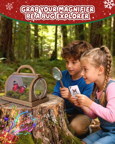 Bug Catcher Kit for Kids Outdoor Explorer Kit with Insect Cage, Observation Box, Magnifying Glass, 8 Toy Bugs, Net & 10 Cards, STEM Educational Toys Gifting for Boys & Girls Ages 3+ in Saudi Arabia