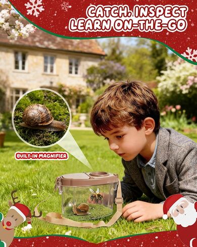 Bug Catcher Kit for Kids Outdoor Explorer Kit with Insect Cage, Observation Box, Magnifying Glass, 8 Toy Bugs, Net & 10 Cards, STEM Educational Toys Gifting for Boys & Girls Ages 3+ in Saudi Arabia