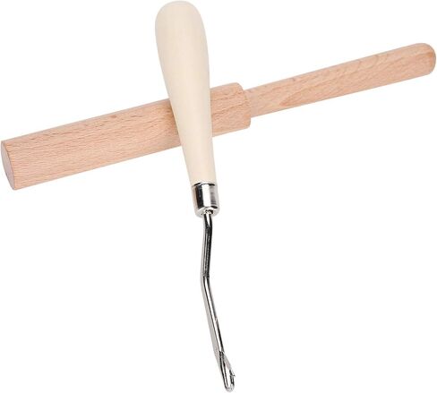 عازمة مزلاج هوك أداة مقبض خشبي الفولاذ المقاوم للصدأ الكروشيه إبرة DIY بها بنفسك السجاد الشعر النسيج الباروكات الحرف اليدوية الهدايا in Kuwait