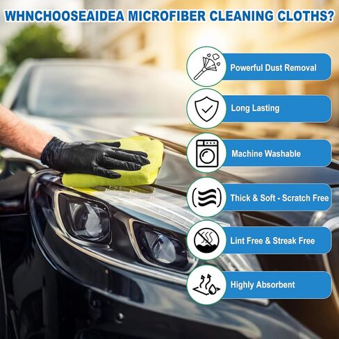 Microfiber Cleaning Cloths 15"x15" – 270GSM Plush Lint-Free Towels for Cars & Auto Detailing, Super Absorbent Car Wash Cloths for Drying, Polishing, Glass & Household(10 Pack) in Kuwait