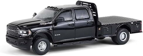 Greenlight 1/64 2023 Ram 3500 شاحنة مسطحة مزدوجة، أسود، سلسلة السائقين المزدوج 16 46160-F in Kuwait