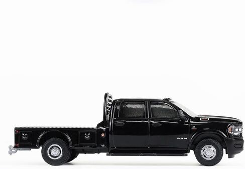 Greenlight 1/64 2023 Ram 3500 شاحنة مسطحة مزدوجة، أسود، سلسلة السائقين المزدوج 16 46160-F in Kuwait