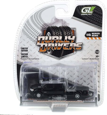 Greenlight 1/64 2023 Ram 3500 شاحنة مسطحة مزدوجة، أسود، سلسلة السائقين المزدوج 16 46160-F in Kuwait
