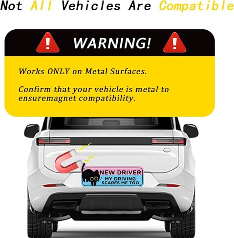 4PCS Black Cat New Driver Car Magnet, Cute Reflective Student Driver Sign for Car Bumper, Reusable Magnetic Sticker for Novice Drivers, 10 x 3.5 Inch (4Pcs Cartoon Black Cat) in Saudi Arabia