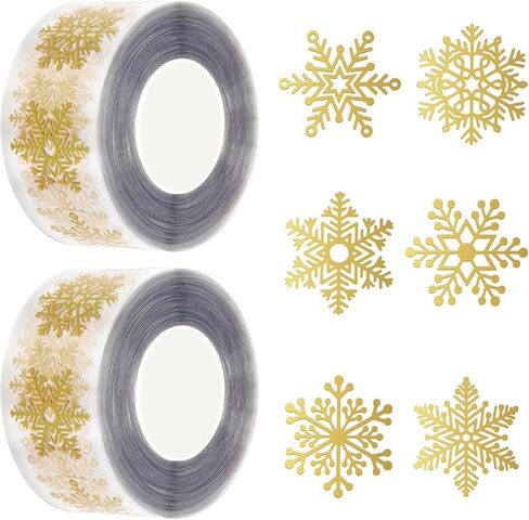 Christmas Stickers Roll - 6 Unique Snowflake Designs, Bulk Xms Stickers for Envelopes, Cards, Crafts & Gifts | Festive Holiday Sticker for Kids, Christmas Scrapbooking & Christmas Decor in Saudi Arabia