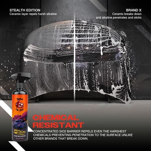 Tinybot Ceramic Protection Spray Stealth Edition - لمسة نهائية غير لامعة وساتانية - آمنة لجميع المركبات - غلاف الفينيل، PPF، الطلاء - مسعور، حماية من الأشعة فوق البنفسجية، خالي من الخطوط، النعومة، مضاد للكهرباء الساكنة - 16.9 أونصة in Kuwait