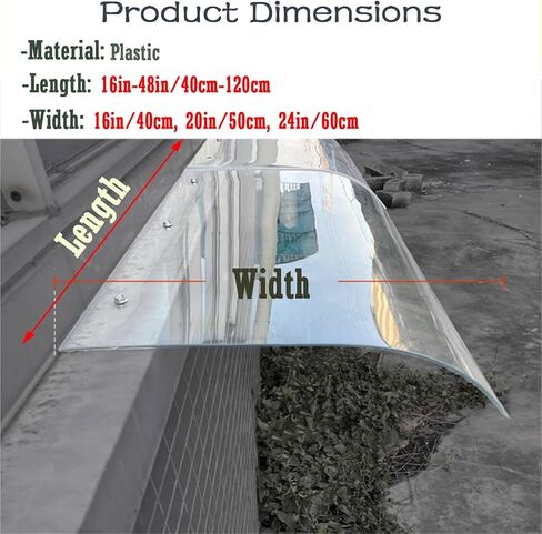 48 40 36 30 24 20 16 بوصة طول شفاف باب ونافذة مظلة ثابتة، مظلات بوابة أمامية شفافة لشرفة الحديقة، مظلة بابية/غطاء مظلة باب خارجي (B، L W 38in x 16in) in Kuwait