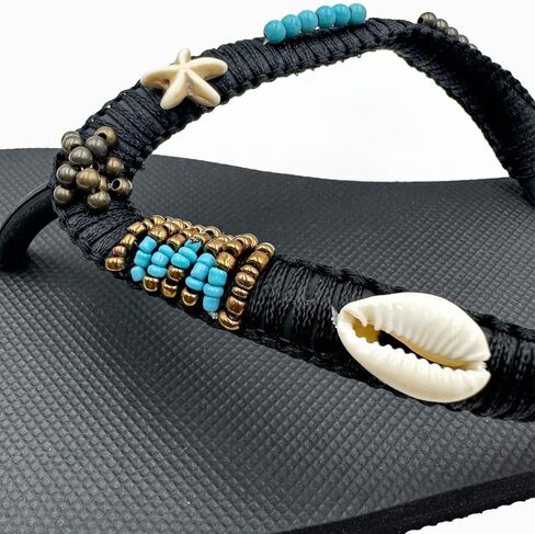 صندل نسائي مصنوع يدويًا من Linl مع خرز من المطاط الطبيعي على شكل صدف داخلي وخارجي in Saudi Arabia