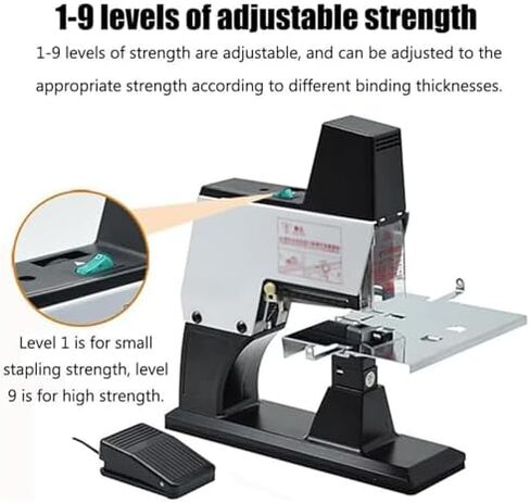 Electric Saddle Stapler, Heavy Duty Automatic Binding Machine, 9-Speed Desktop with Foot Switch, Adjustable Stitching Depth up to 100mm in Saudi Arabia