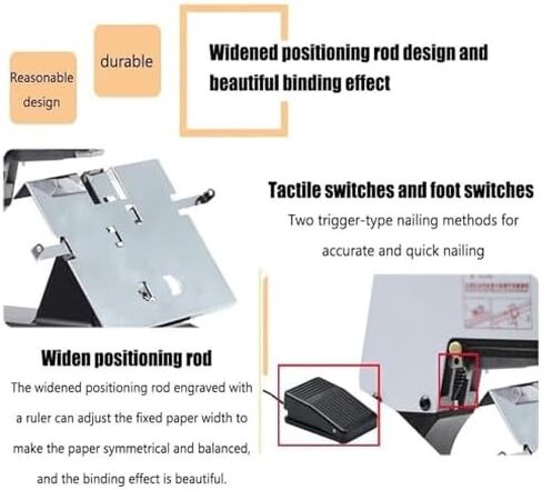 Electric Saddle Stapler, Heavy Duty Automatic Binding Machine, 9-Speed Desktop with Foot Switch, Adjustable Stitching Depth up to 100mm in Saudi Arabia