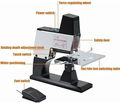 Electric Saddle Stapler, Heavy Duty Automatic Binding Machine, 9-Speed Desktop with Foot Switch, Adjustable Stitching Depth up to 100mm in Saudi Arabia